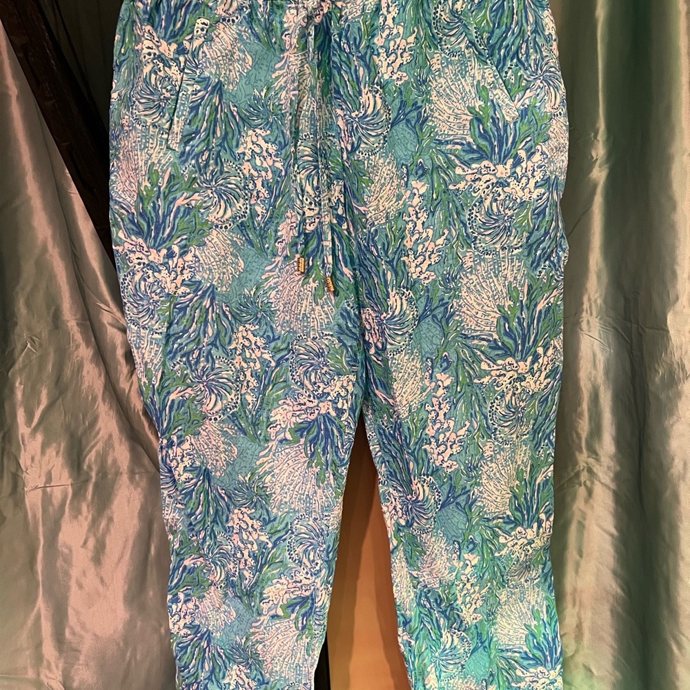 Lilly Pulitzer Blue and Green Patterned Fabric